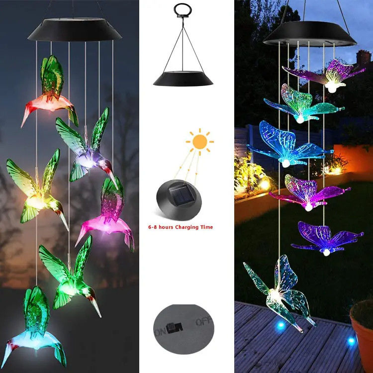 Decoração para o lar LED Vento Solar Sinos Luz com design exterior à prova d'água e colorido