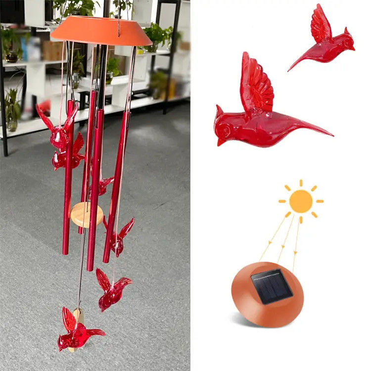Decoração para o lar LED Vento Solar Sinos Luz com design exterior à prova d'água e colorido