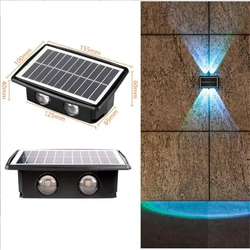 Balcão Luzes solares Lâmpada à parede impermeável para iluminação exterior para cima e para baixo