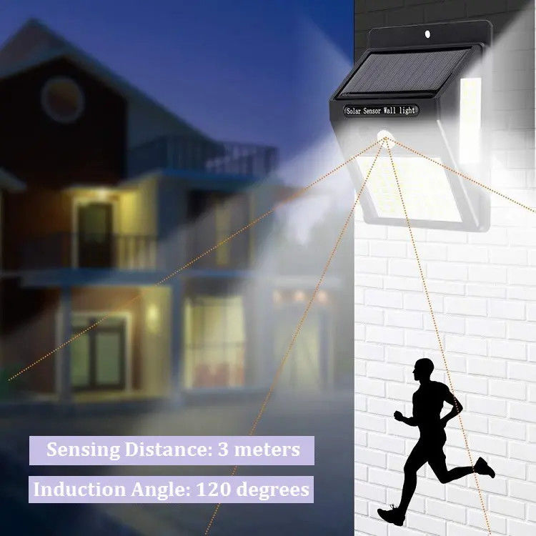 120° Ângulo do feixe Lâmpada solar de jardim LED Luzes noturnas de segurança com sensor de movimento