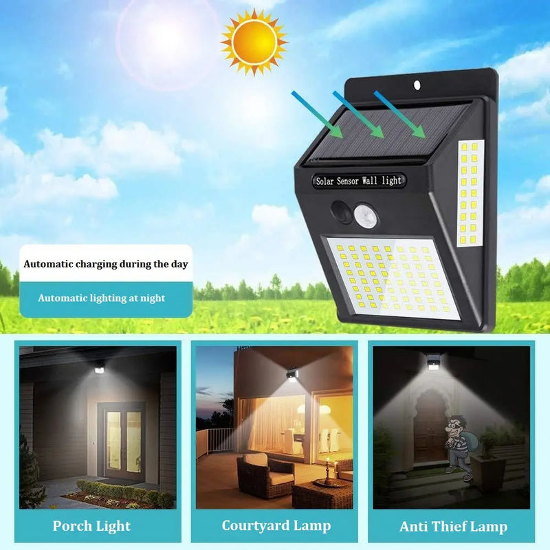 120° Ângulo do feixe Lâmpada solar de jardim LED Luzes noturnas de segurança com sensor de movimento