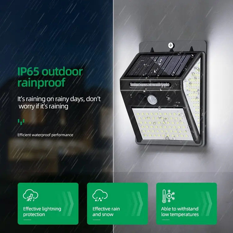 120° Ângulo do feixe Lâmpada solar de jardim LED Luzes noturnas de segurança com sensor de movimento