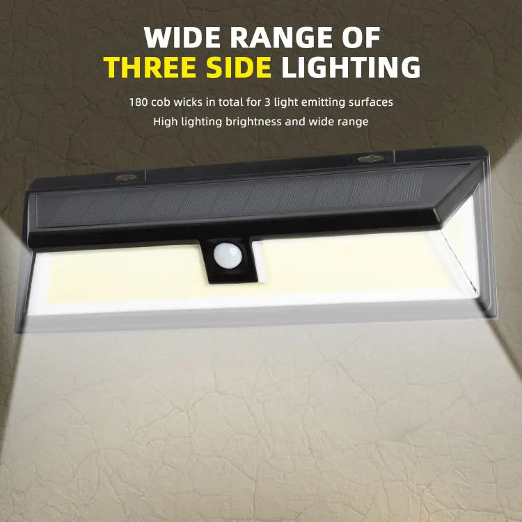 Lâmpadas solares de 180 LED Cob Sensor de movimento sem fio exterior Luz de segurança de parede