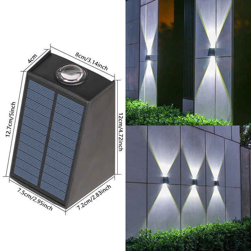 Dimensões de lâmpada 12,7*4*8*12*7,2*7,5cm Luz solar de parede para decoração de jardim à prova d'água exterior