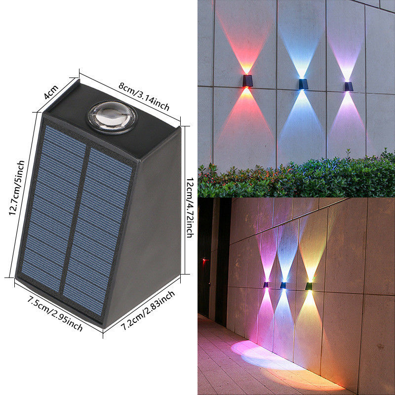 Dimensões de lâmpada 12,7*4*8*12*7,2*7,5cm Luz solar de parede para decoração de jardim à prova d'água exterior
