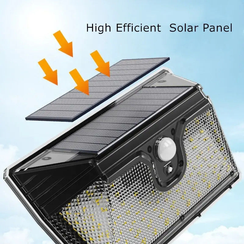 218LED Soft Cold White Solar Motion Sensing Wall Light para economia de energia no jardim ao ar livre